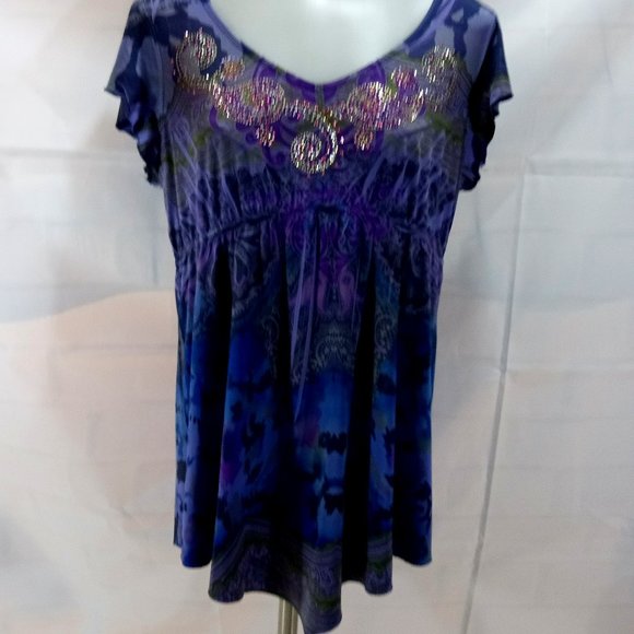 Unity World Wear: Purple sequins blouse - Picture 1 of 6